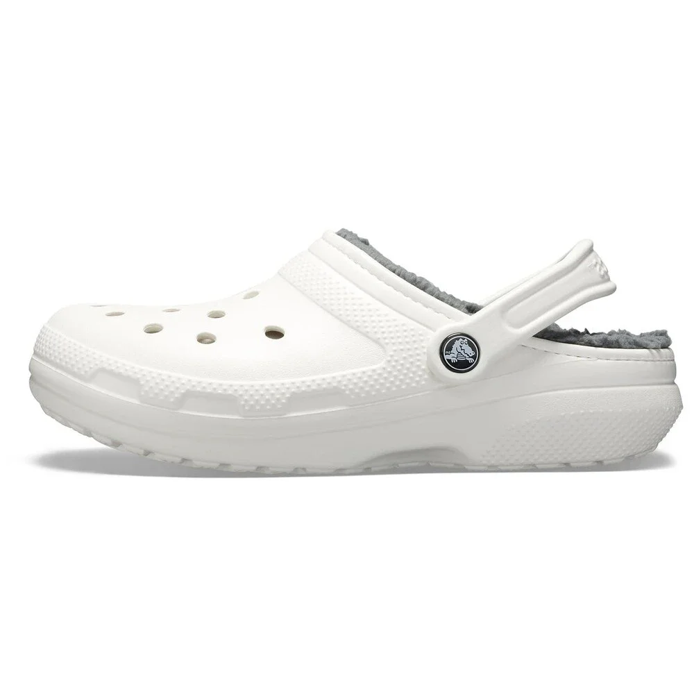 Crocs Classic 203591-10M Clogs Men's 13M White Fuzzy Lined Comfort Shoes JAX2141